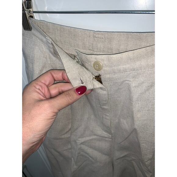 Liz Claiborne Women's Beige Linen Blend Dress Pants Size 10 Straight Leg Casual - Picture 3 of 11